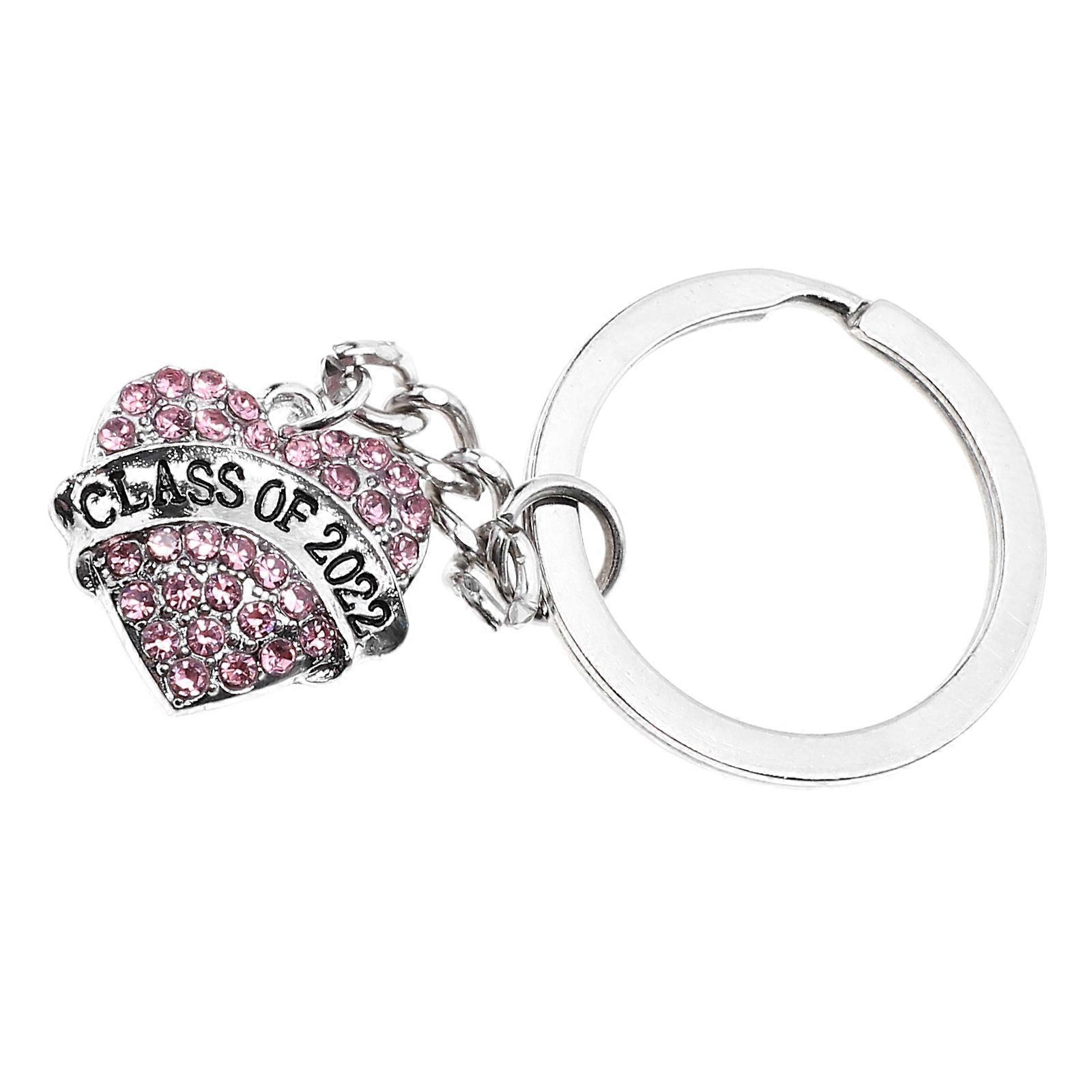 Peach Heart Key Chain for Graduation Heart Charm Ring