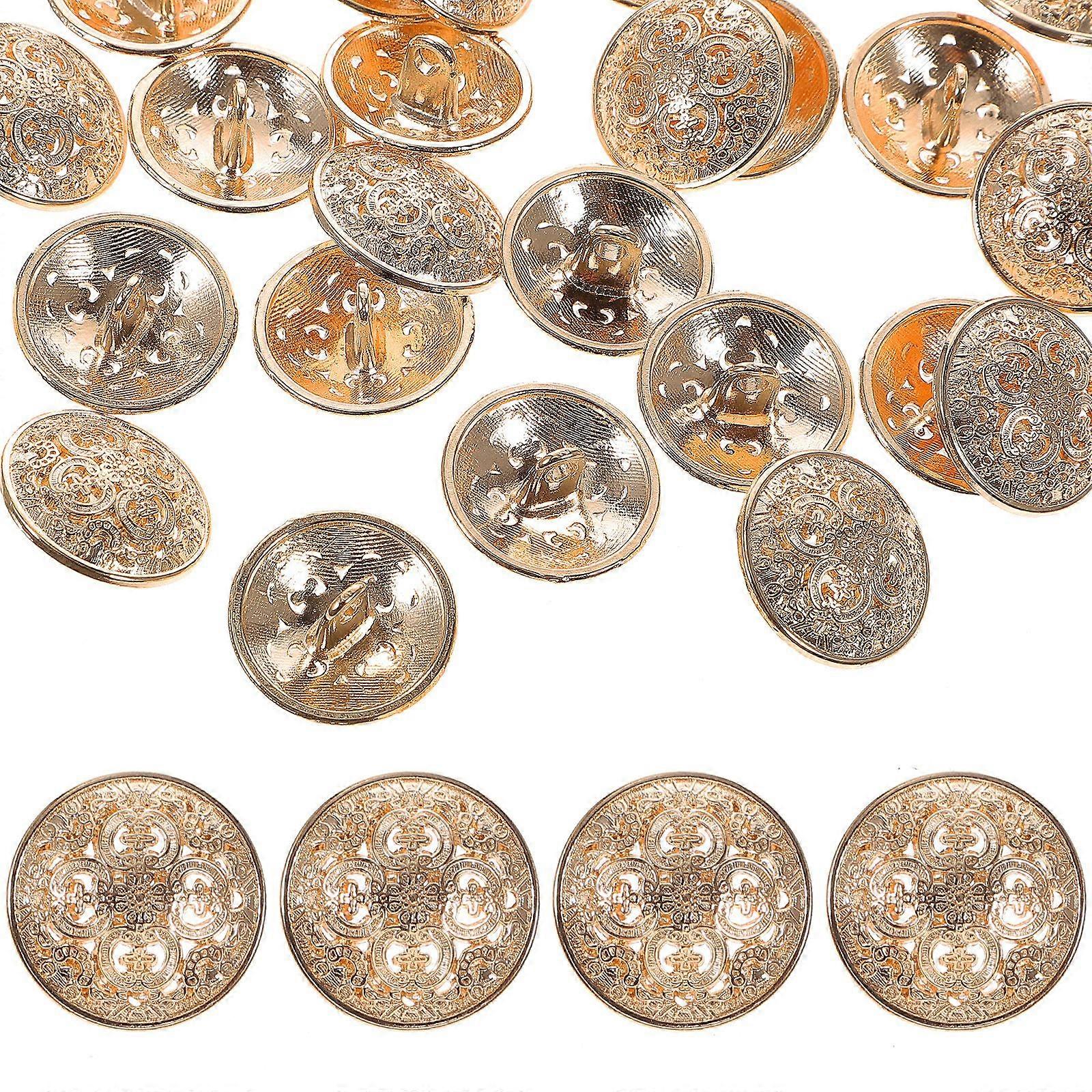 30pcs 18mm Stylish Metal Buckle Hollow-out Button Handcraft Tools Down Button DIY Sewing Buttons for Decor Use (Light Golden)