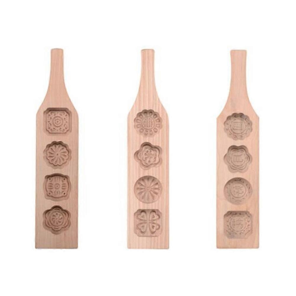 Wooden Moon Cake Mould 3Pcs for Household Baking Use Kitchen Tools