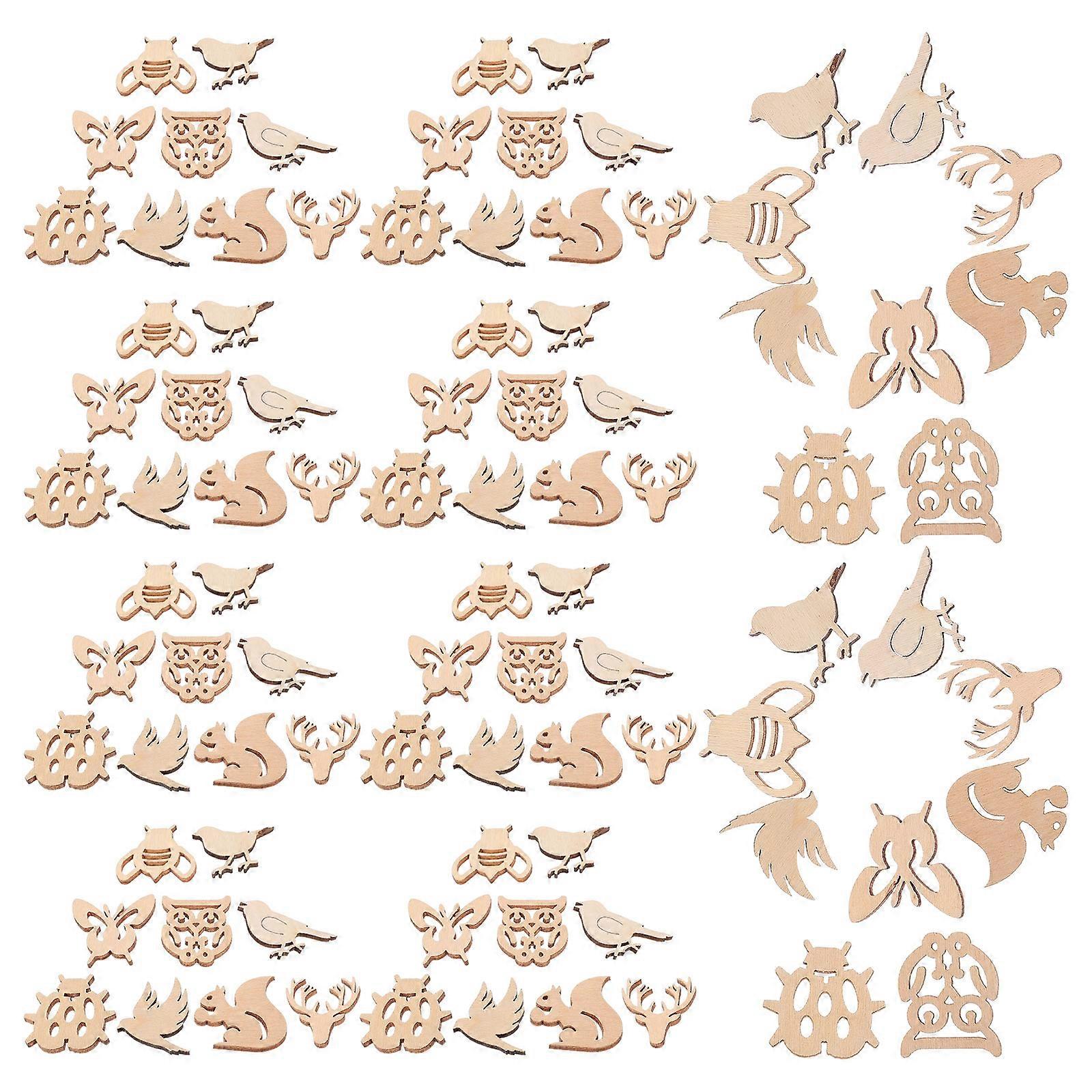 Wooden Animal Cutouts for Crafting Use 750Pcs Unfinished Wood Shape Slices