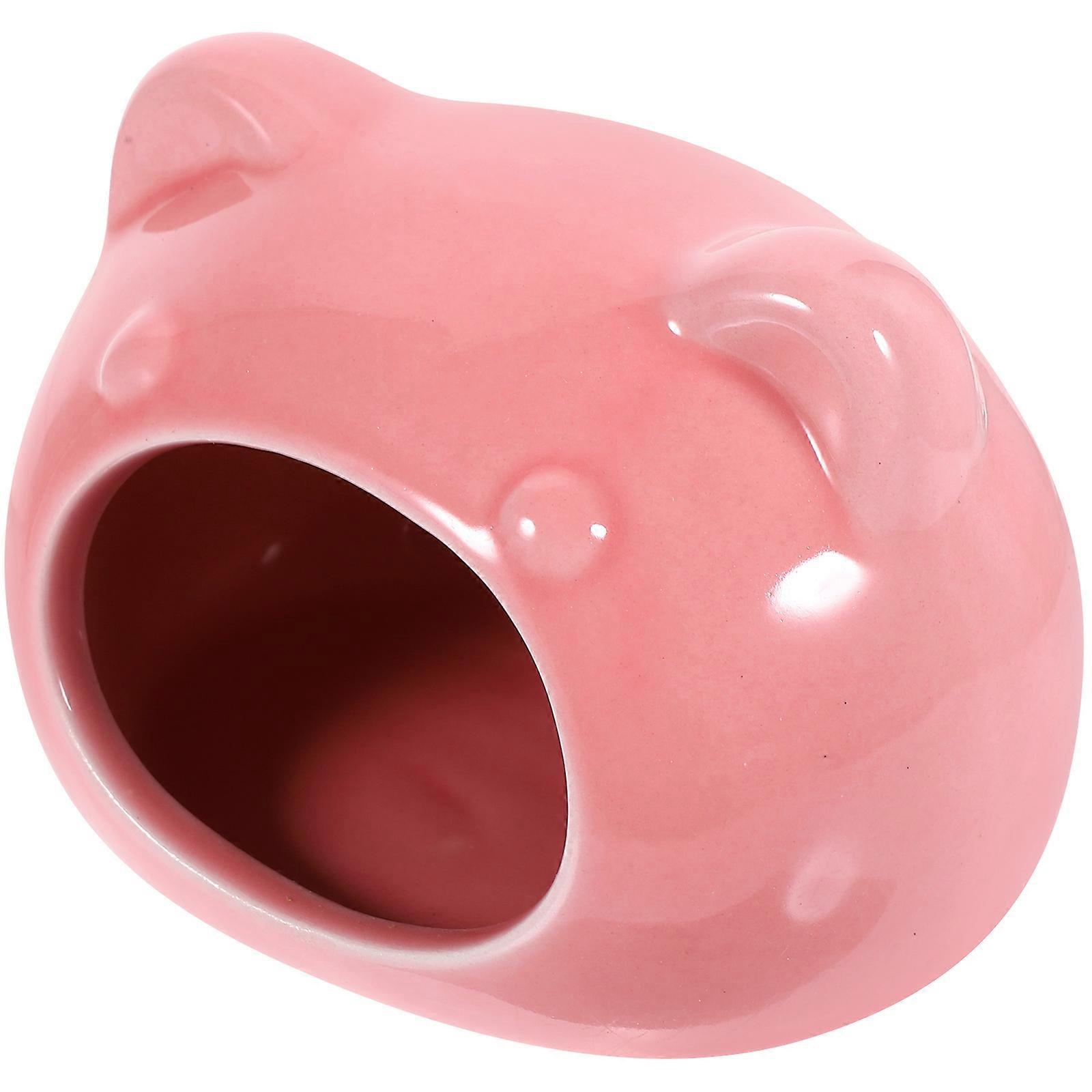 Pink Ceramic Hamster Hideout for Summer Use 4Pcs Hamster Hut