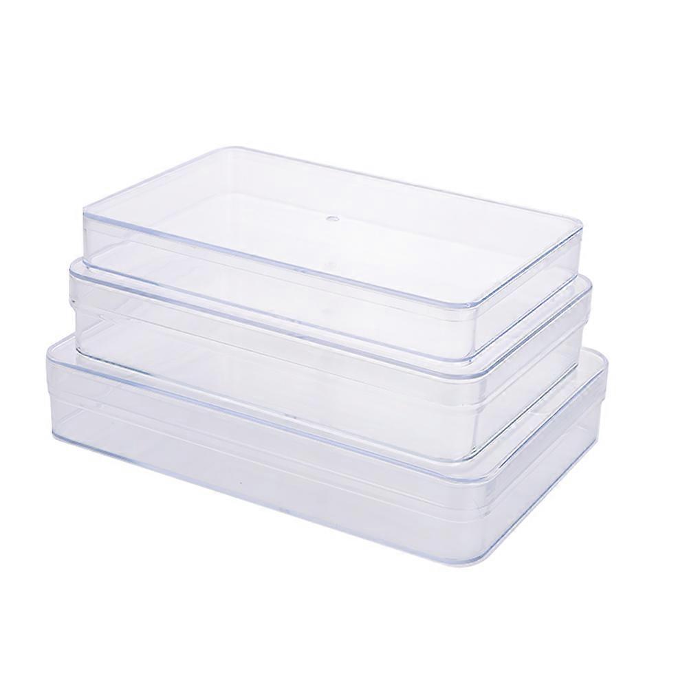 Small Clear Boxes With Lids Plastic Containers Small For Snacks Rectangular Shape 3Pcs