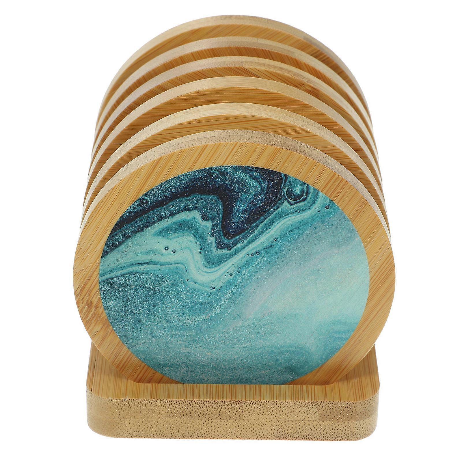 Cup Coasters Wooden Heat Resistant Protect Cups and Desktops Reusable Round for Home Daily Life 7Pack