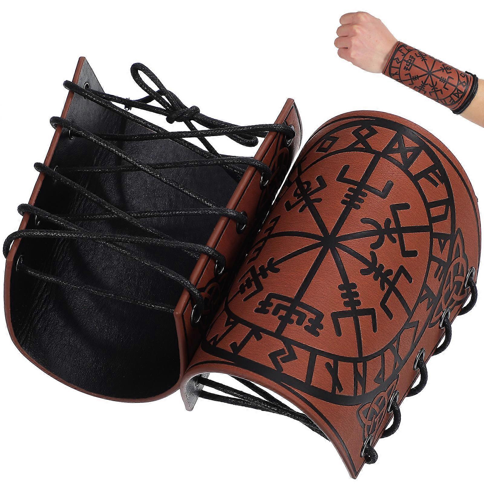 Viking Wrist Guards 6 Pcs Medieval Theme Party Accessory For Costume Enthusiasts Embossed