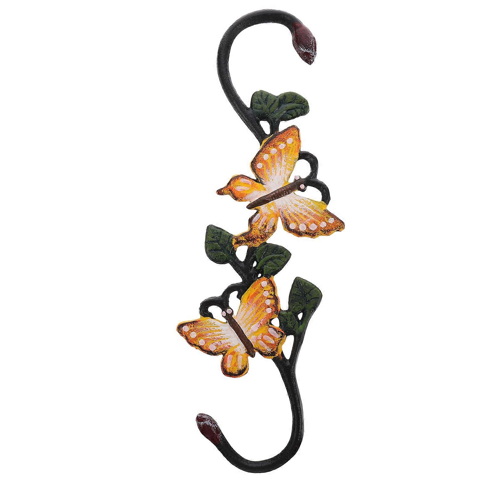 Painted Hooks Iron Birdfeeder Hanger for Decoration 2Pcs Yellow S Hook