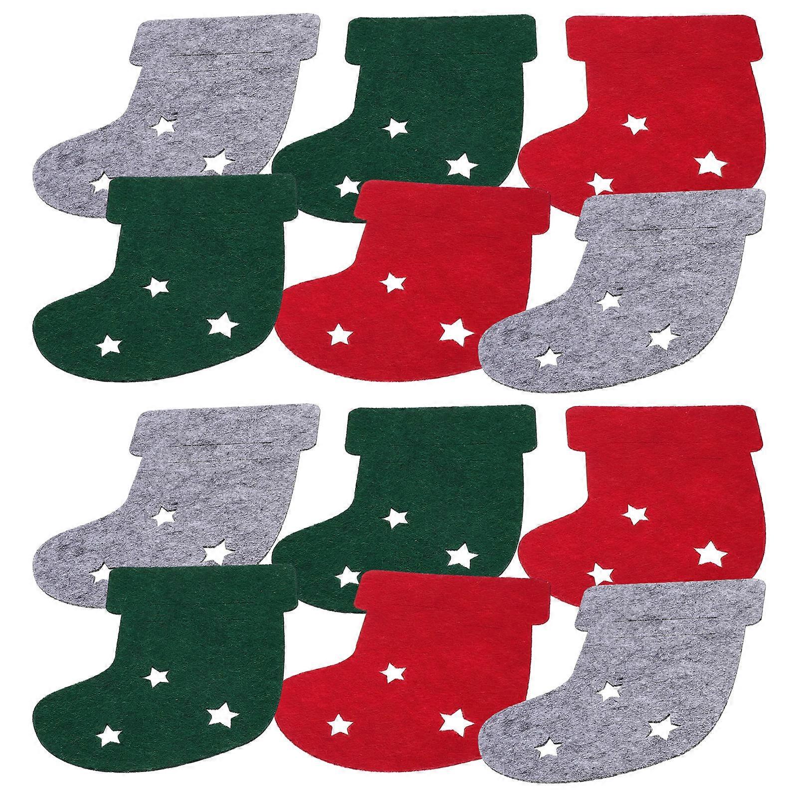 Xmas Party Cutlery Holder Sock Shaped Tableware Holder For Home Users 15X14CM Multi Color Dining Organization 24Pcs