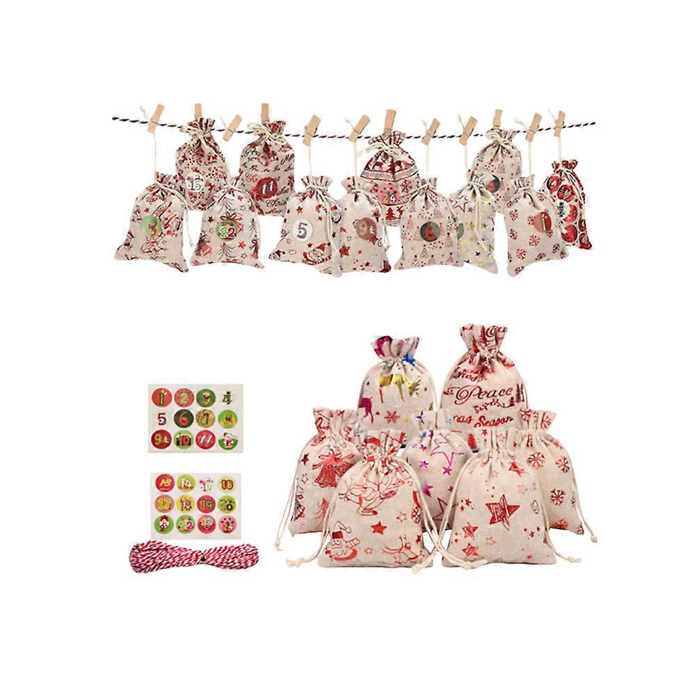 Gift Pouch for Christmas Decorative Advent Calendar Bag 50Pcs for Party Use