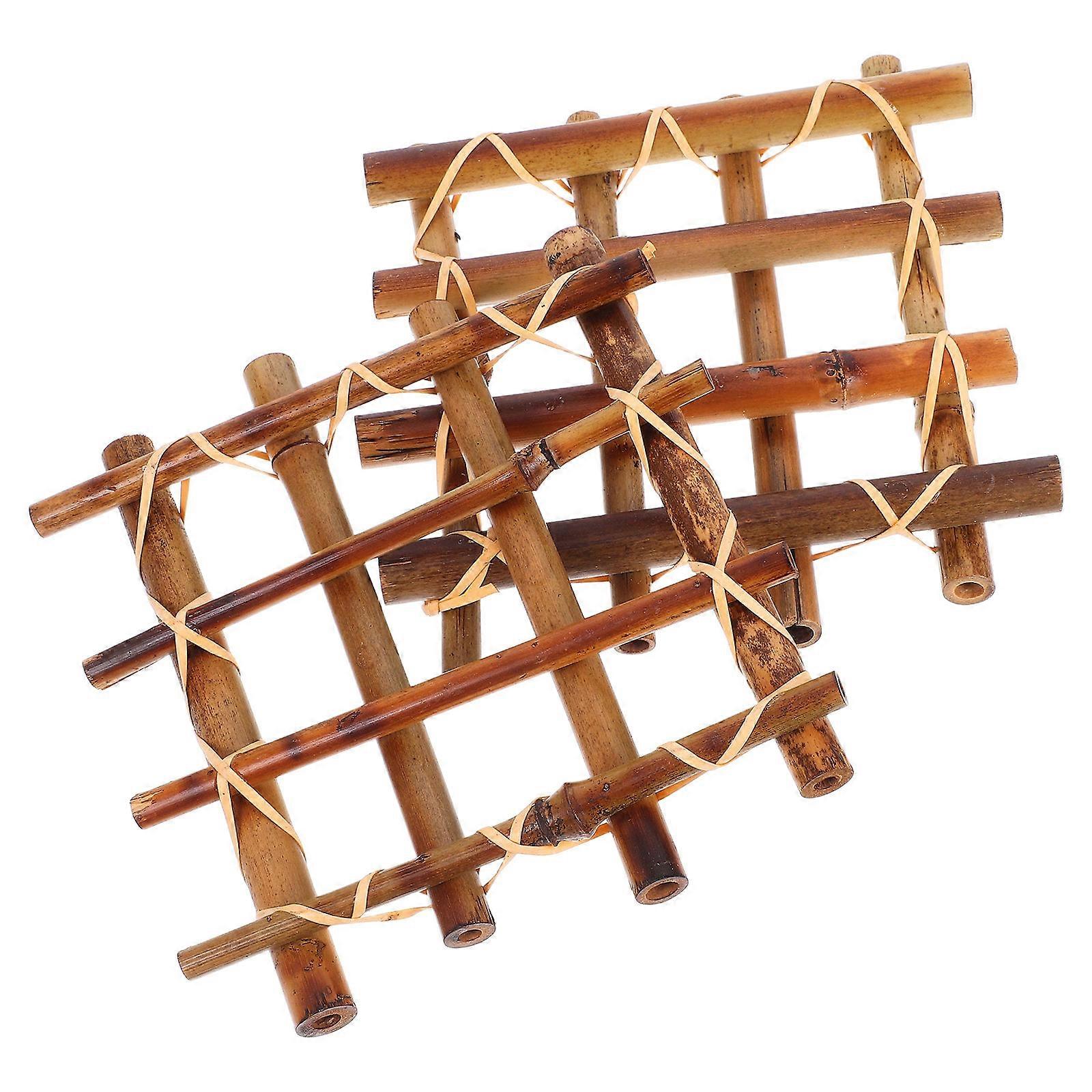 Bamboo Miniature Fence 10Pcs Grid Style Boundary Creation for Bonsai Garden Decoration Micro Landscape