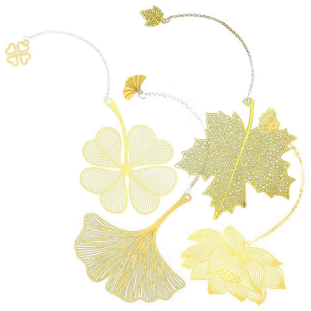 Hollow Leaf Golden Bookmark for Book Use 8Pcs Book Markers Set