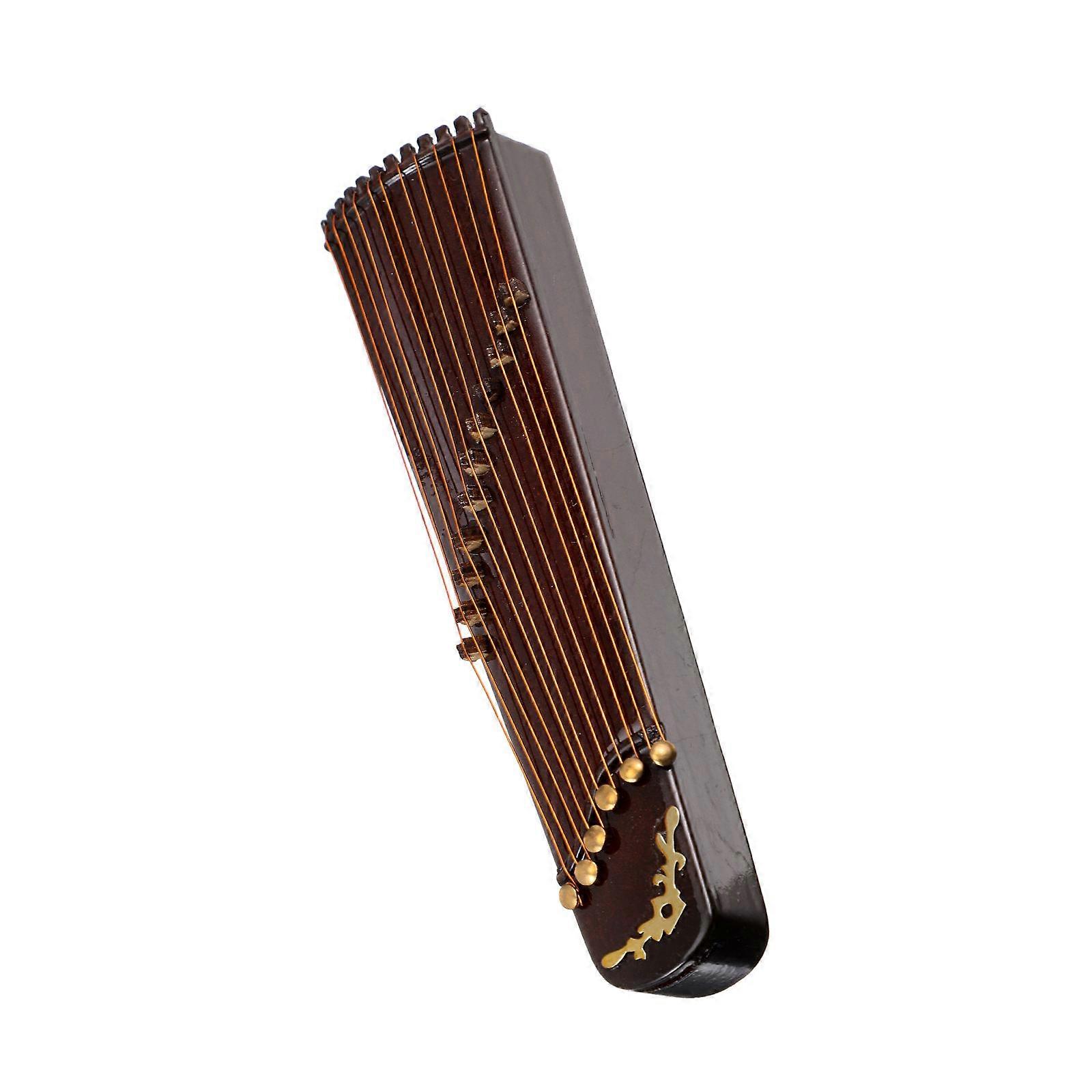 Creative Guzheng Miniature for Home Use As Desktop Ornament Brown Color