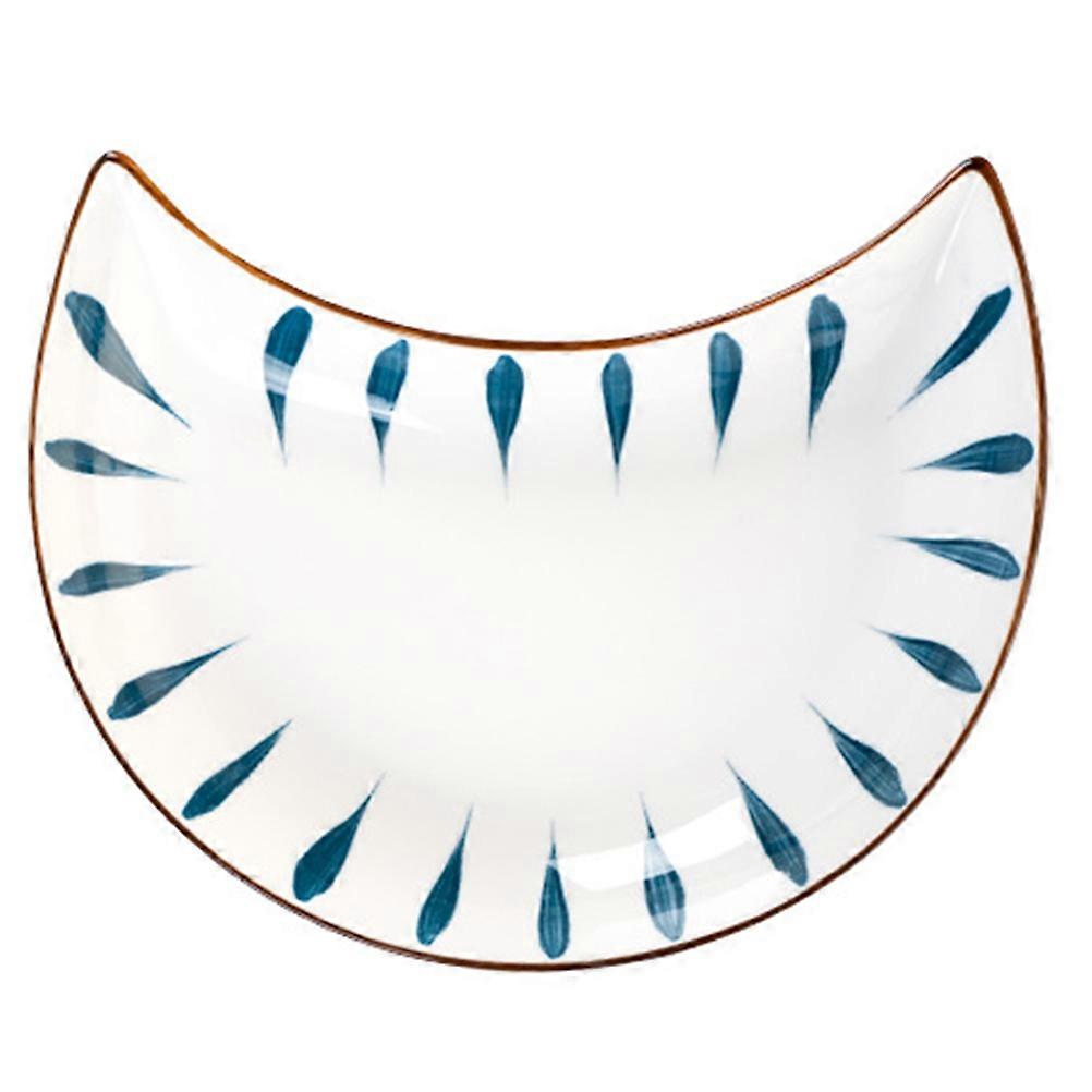 White Ceramic Moon Plate for Dining Use 1Pcs Household Dining Plate