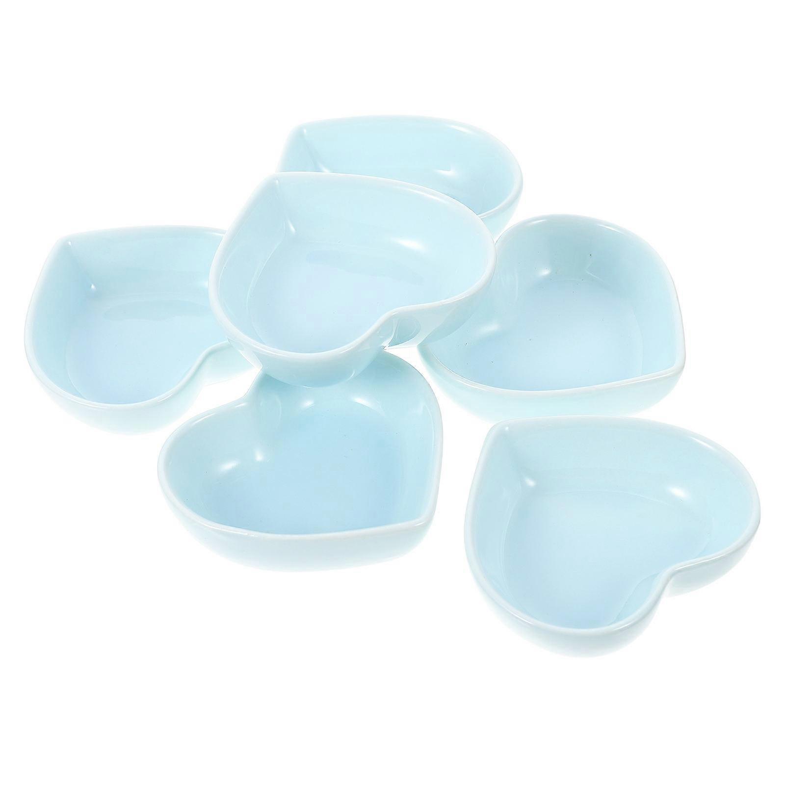 Japanese Style Heart Shape Sauce Dishes for Table Use 6Pcs Ceramic Plates