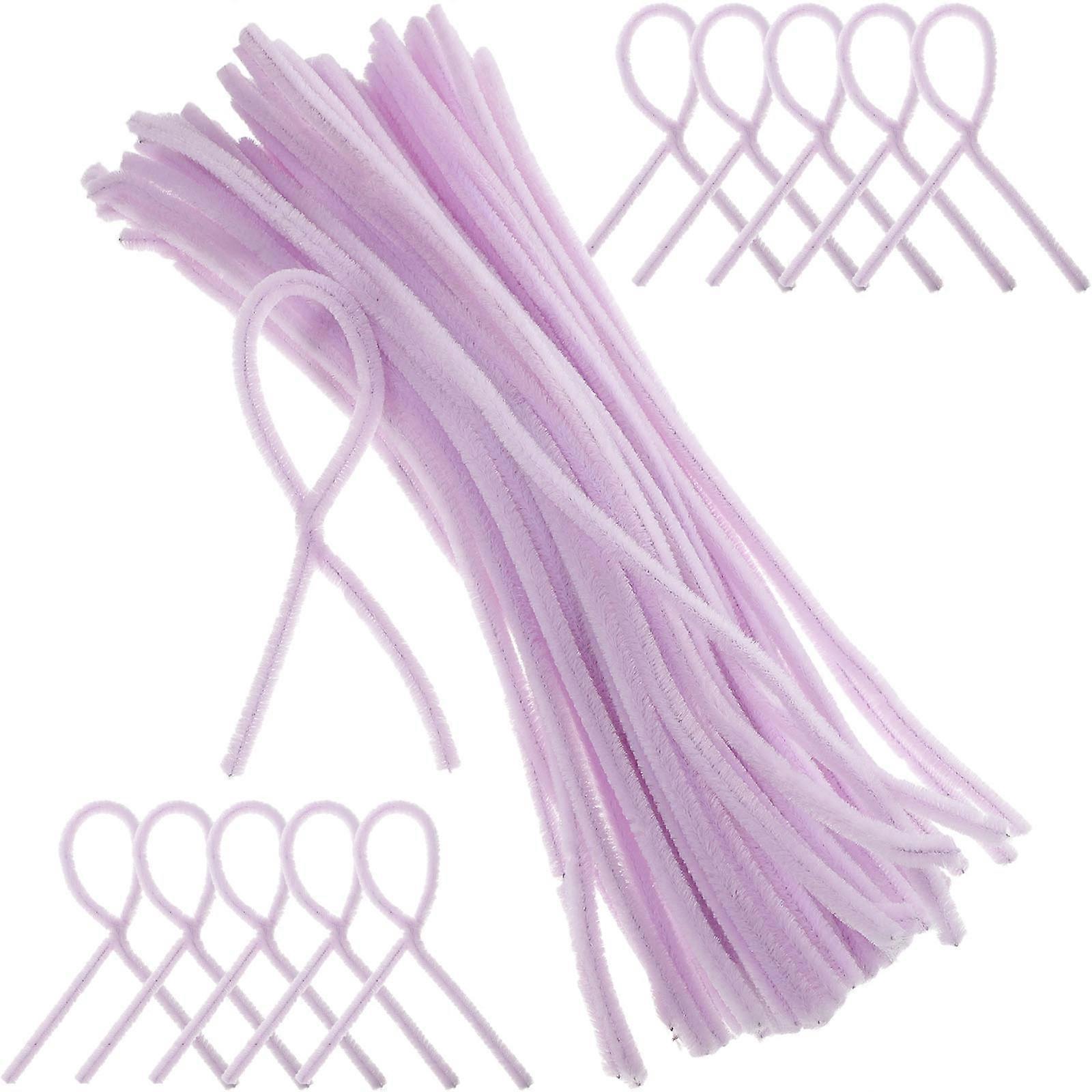 Flocking Sticks Plush Rods for Kids Handmade Art Early Education Flexible Design Violet 30 x 0.6 x 0.6 cm 100Pcs