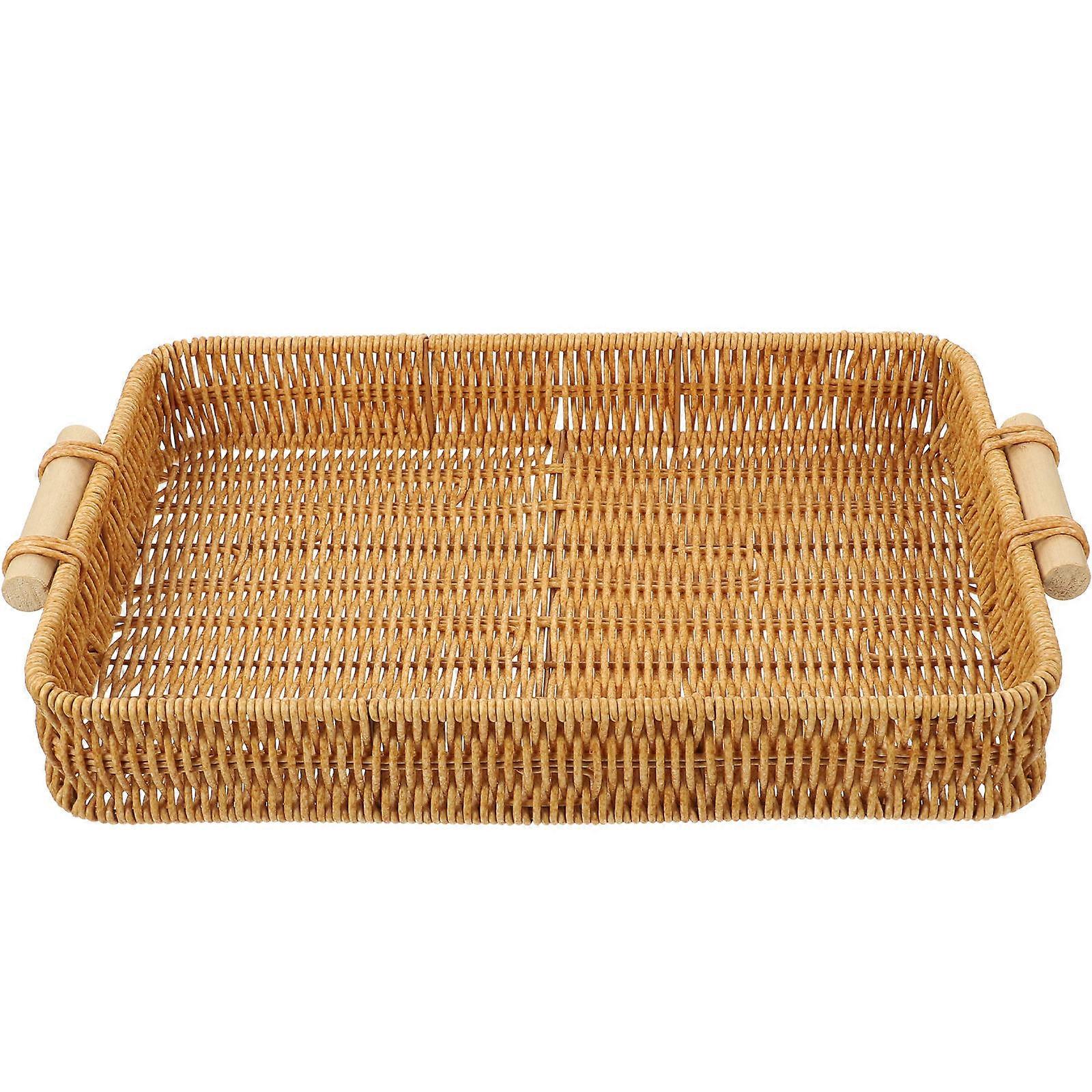 Bread Serving Basket for Kitchen with 4Pcs Hand Woven Rustic Storage Baskets