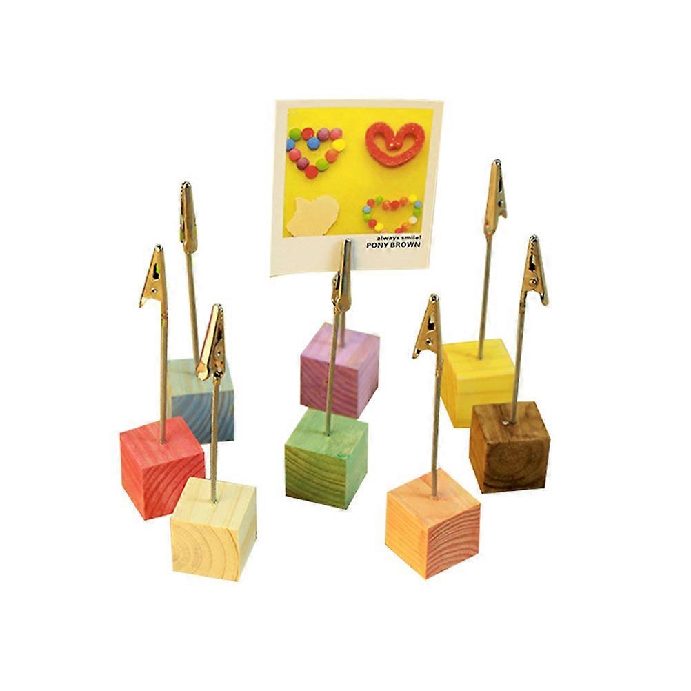 Desktop Photo Holder Square Wood Tabletop for Home Decoration Assorted Color Bamboo Material Holding Photos 24Pcs