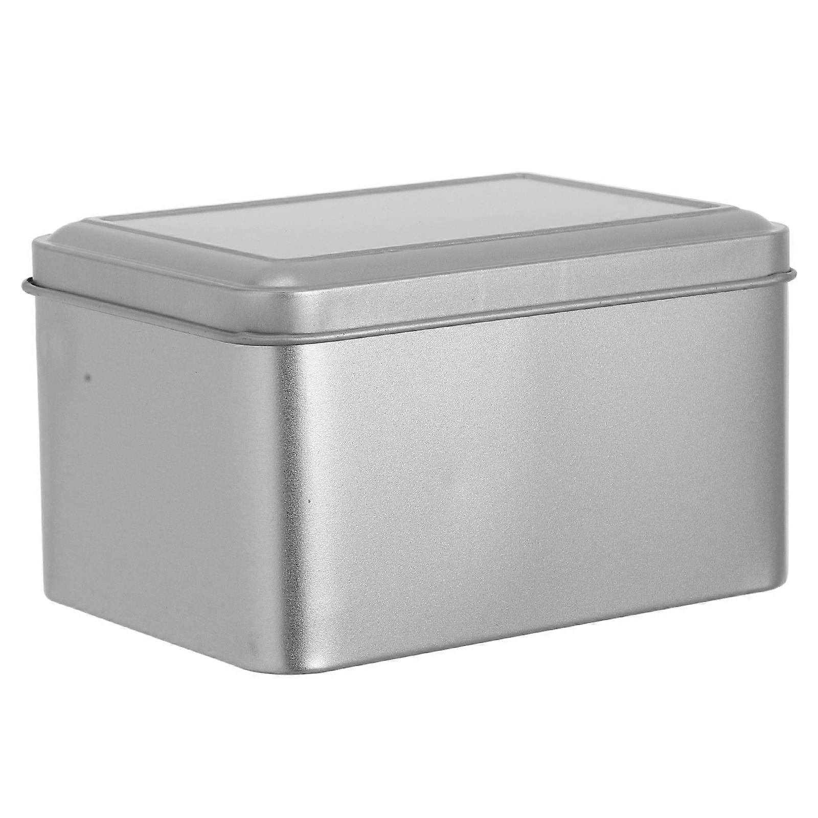 Tea Storage Container Metal Tin Box for Home Use 16Pcs Silver Rectangular