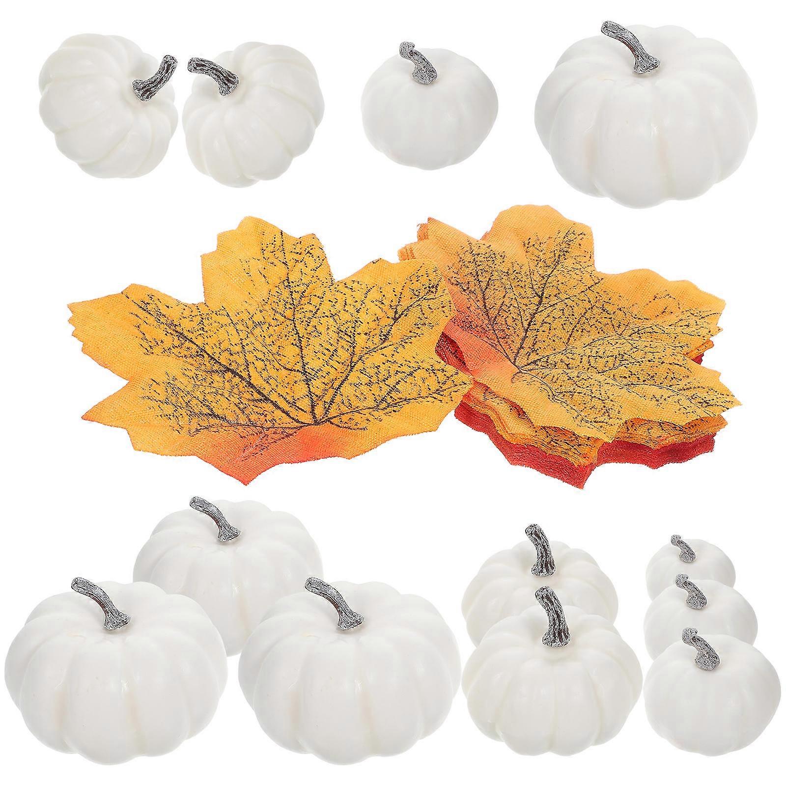 Artificial Pumpkins Maple Leaves Thanksgiving Props Foam Material for Family Assorted Color 1 Set