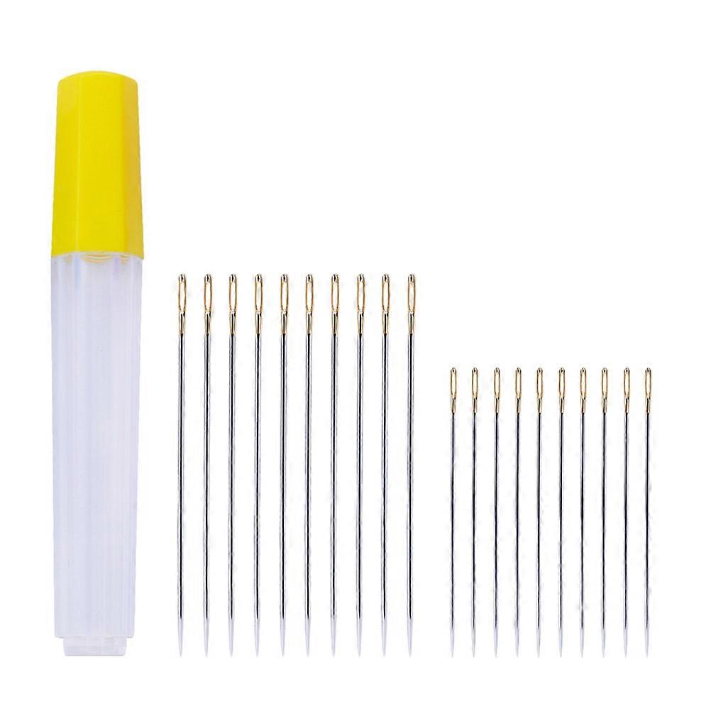 Needle Carbon Steel Large Hole Needles for Stitching Use 60Pcs Set Silver