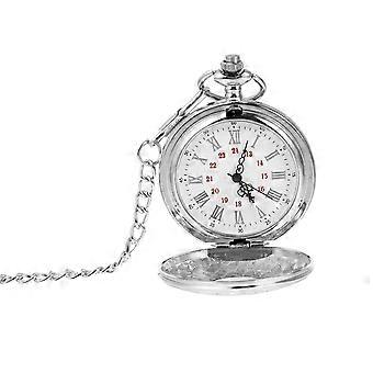 Decoratief vintage zakhorloge met kwarts voor heren en dames, 2 stuks zilver