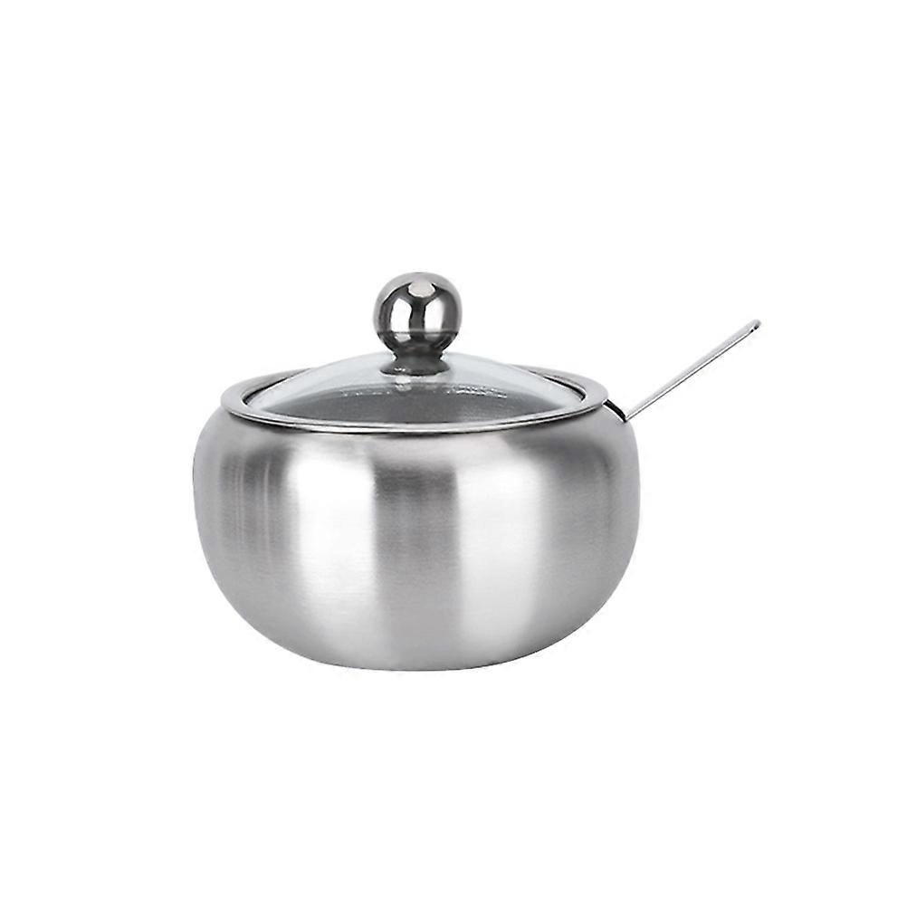 Kitchen Condiment Container Stainless Steel Spice Jar with Spoon 3Pcs