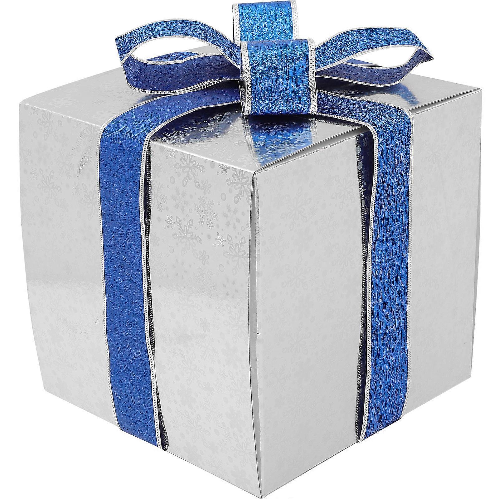 Christmas Stackable Gift Box for Decoration Silver Paper Material