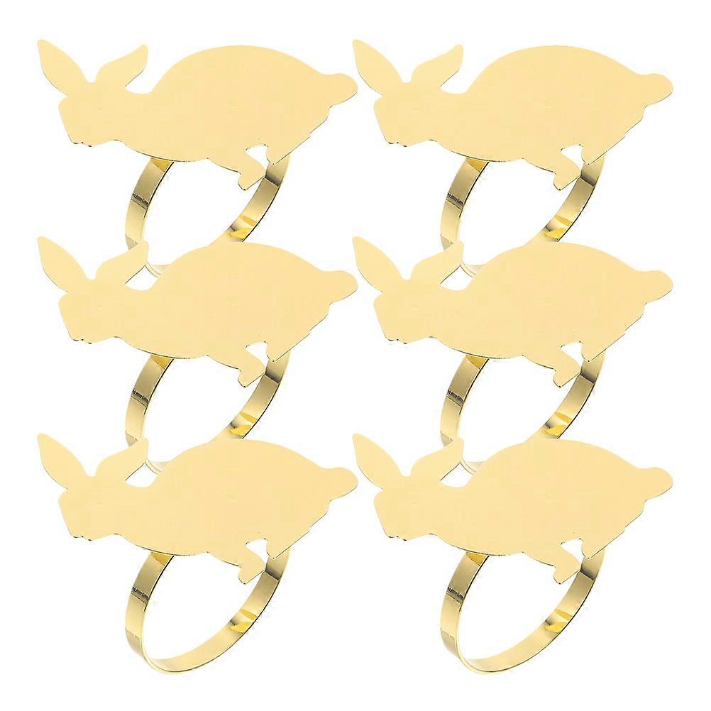 12 Pcs Napkin Ring Bunny Shaped Table Decoration Easter Celebration Golden