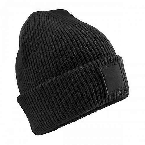 Beechfield Childrens/Kids Cuffed Tonal Patch Beanie
