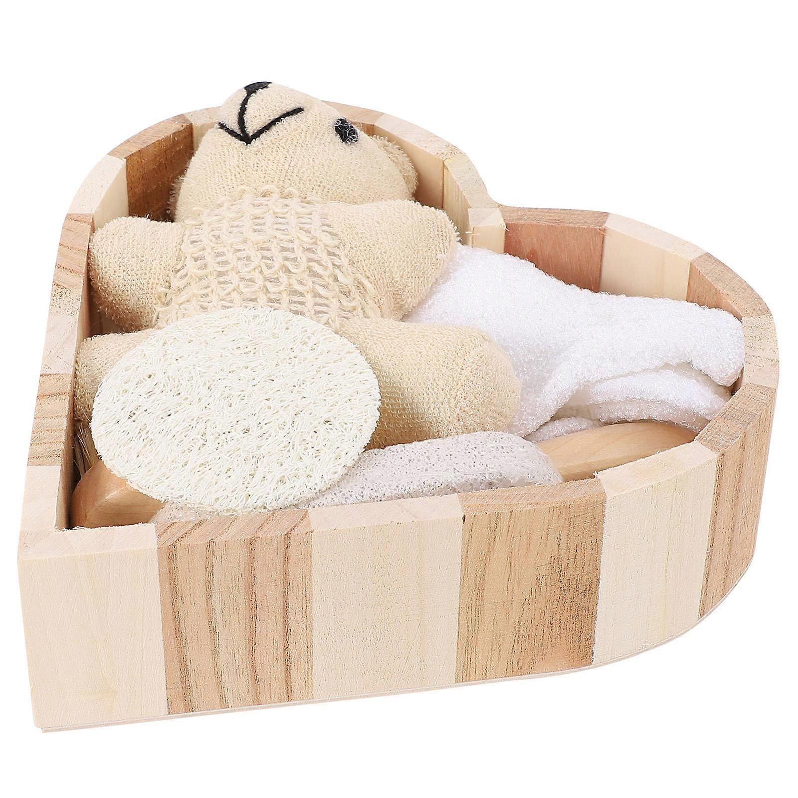 Rubbing Bath Tools Set for Bathing Use 1Set Heart-Shaped Gift Bath Kit