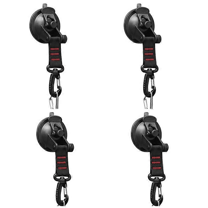 4Pcs Suction Cup with D Ring 360° Rotating Hooks for Awning-Red