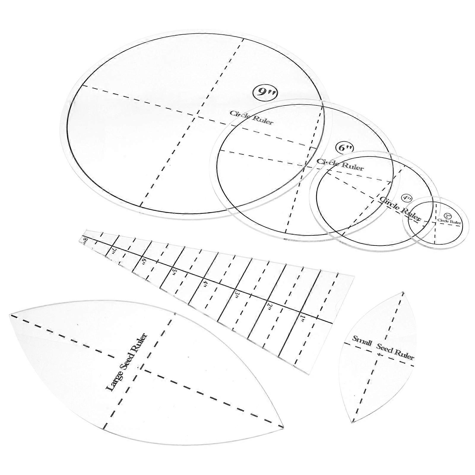 Transparent Sewing Templates 5 Sets DIY Quilting Ruler Designed For Home Sewing With Various Shapes 9.04X9.04X0.39in