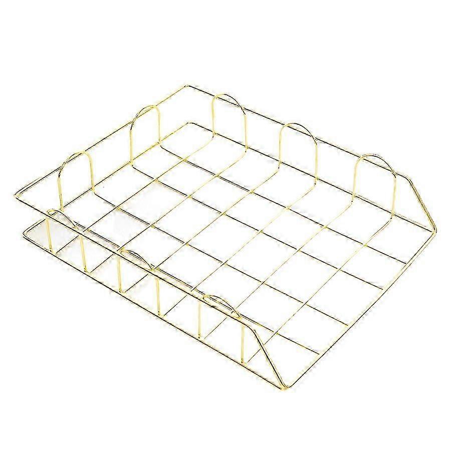 25-26 Golden Iron Document Rack - Stackable Single Layer Office Storage