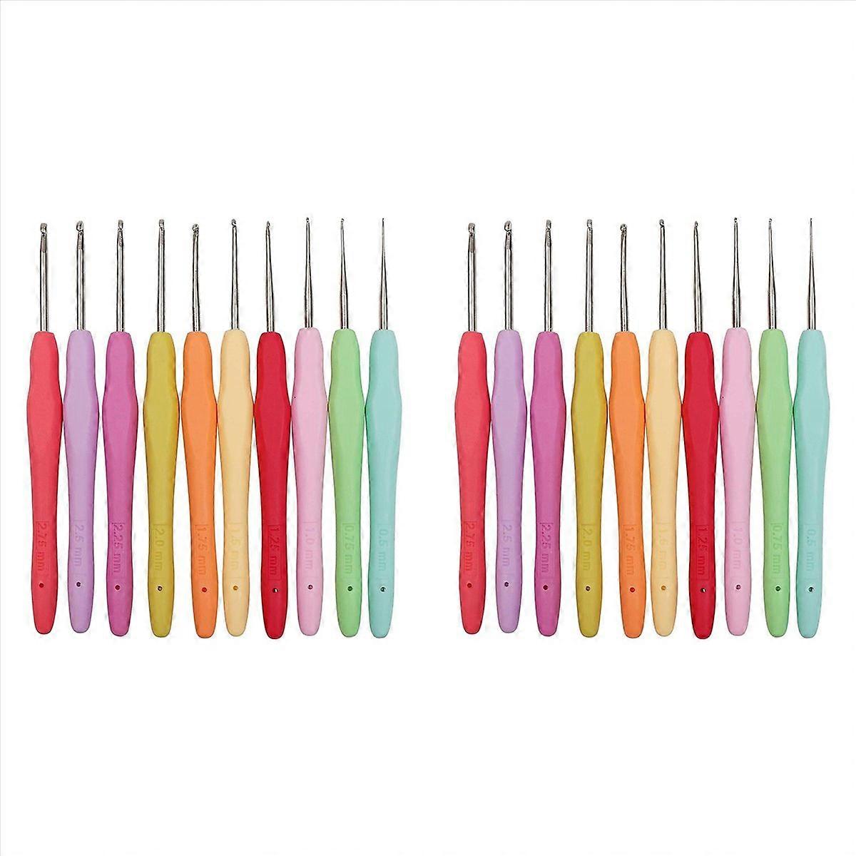 20Pcs Small Size Lace Crochet Hooks (0.5-2.75mm), Ergonomic Crochet Hooks Set with Soft Grip Handle