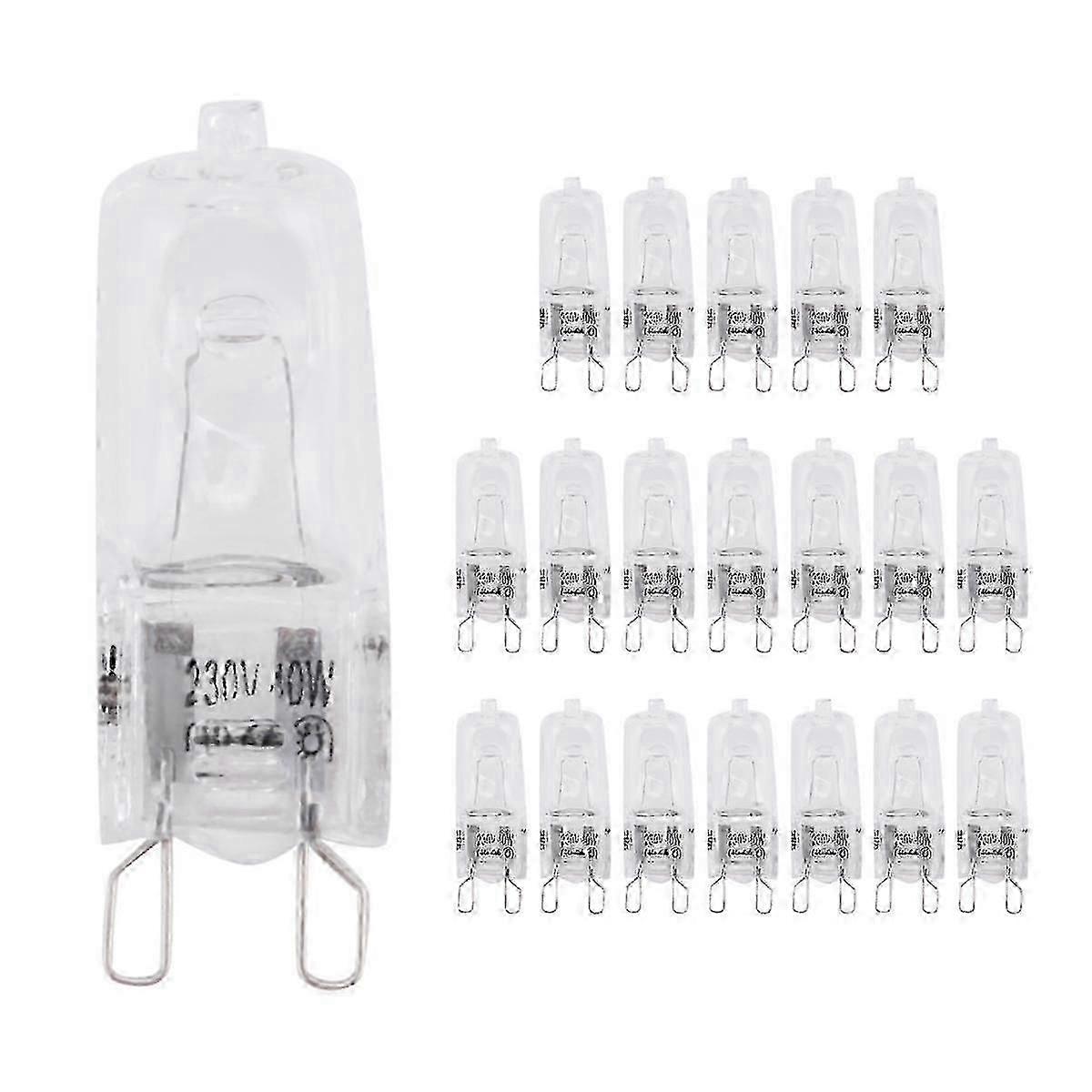 Lot de 20 ampoules halogènes G9, 25 W, transparentes, à intensité variable, 2 800 K