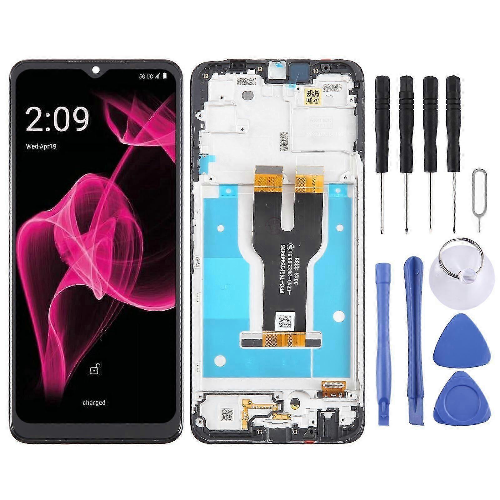 For T-Mobile REVVL 6X 5G LCD Screen Digitizer Full Assembly with Frame (Black)