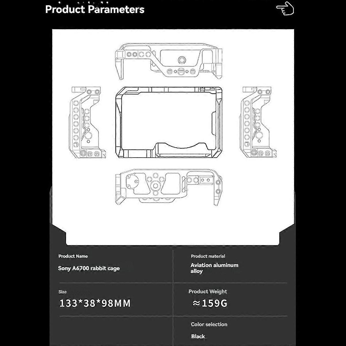 Full Camera Cage Rig Protective Frame Case for A6700 DSLR Camera
