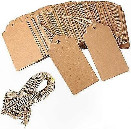 100 Pack Natural Kraft Rectangle Hang Tags for Gifts, Crafting, and Labeling Projects