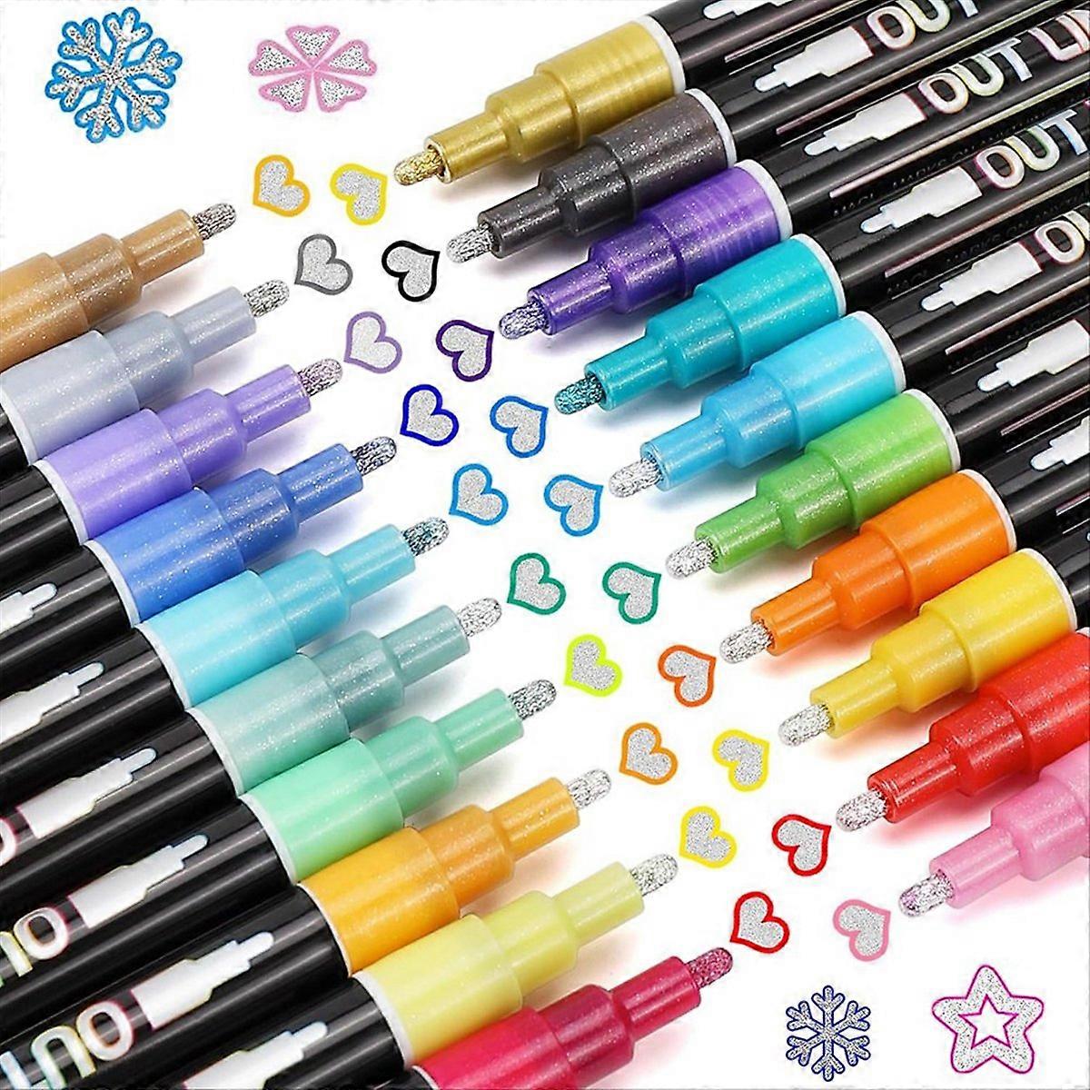 Double Line Glitter Pen Set Super Squiggles Sparkle Dazzlers