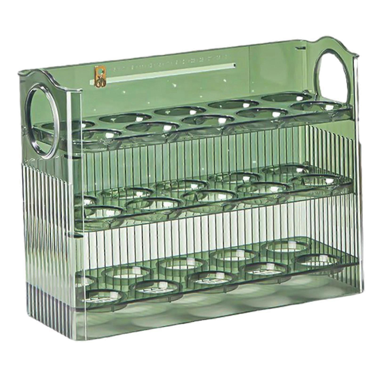 Collapsible Egg Holder 3Layer Folding Egg Container For Refrigerator Reusable Egg Storage With Date Scale Design