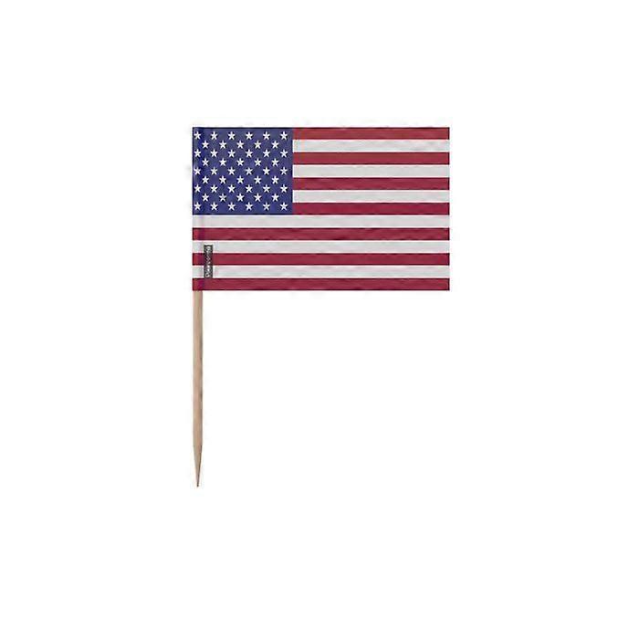 US Flag Toothpicks - 6.5 cm - 100 pieces - Adhesive plastic - Bamboo stick - Pixelforma