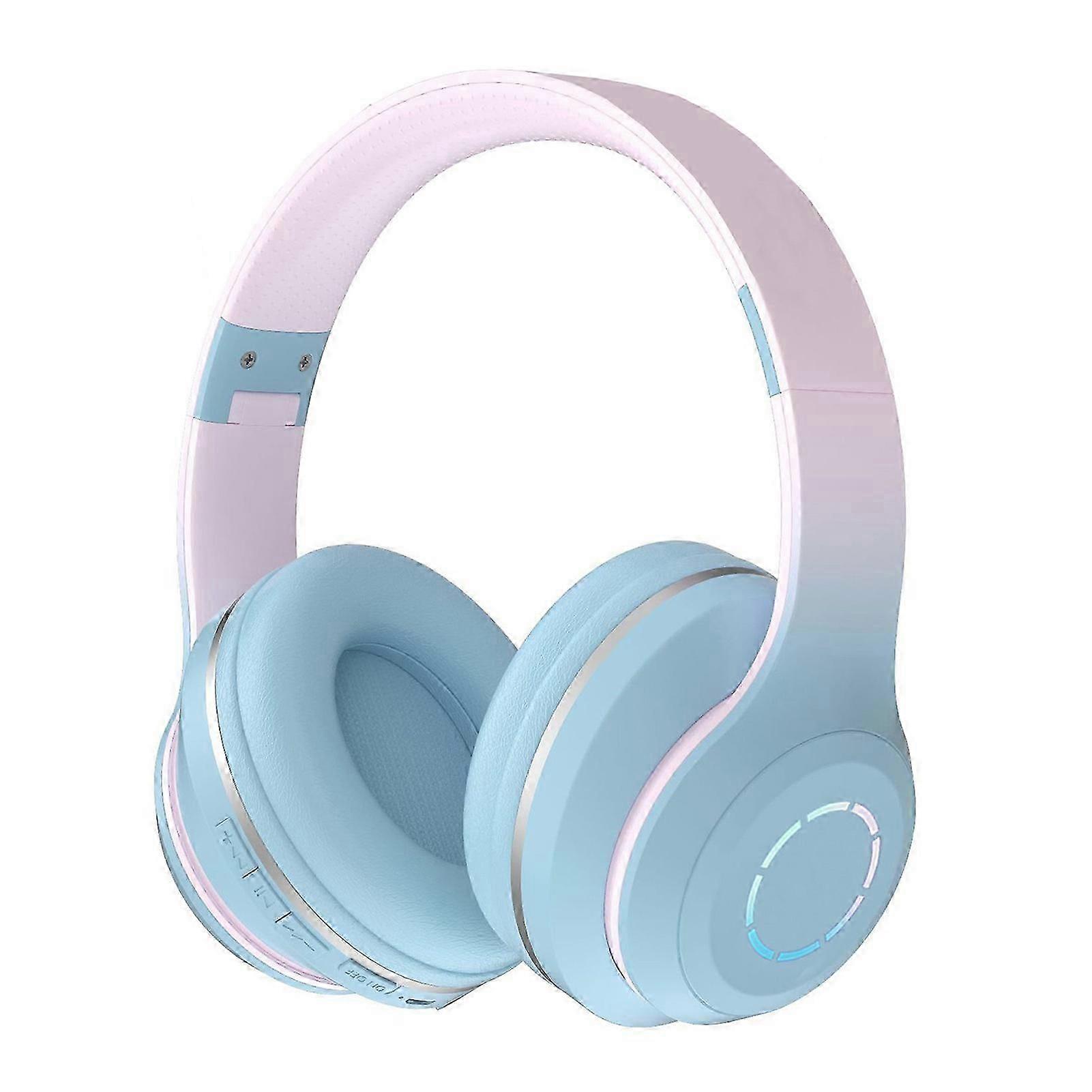 Bluetooth Headphone Heavy Bass Noise Cancelling Foldable Gradient Color Wireless Headset With Light For Phone Laptop8