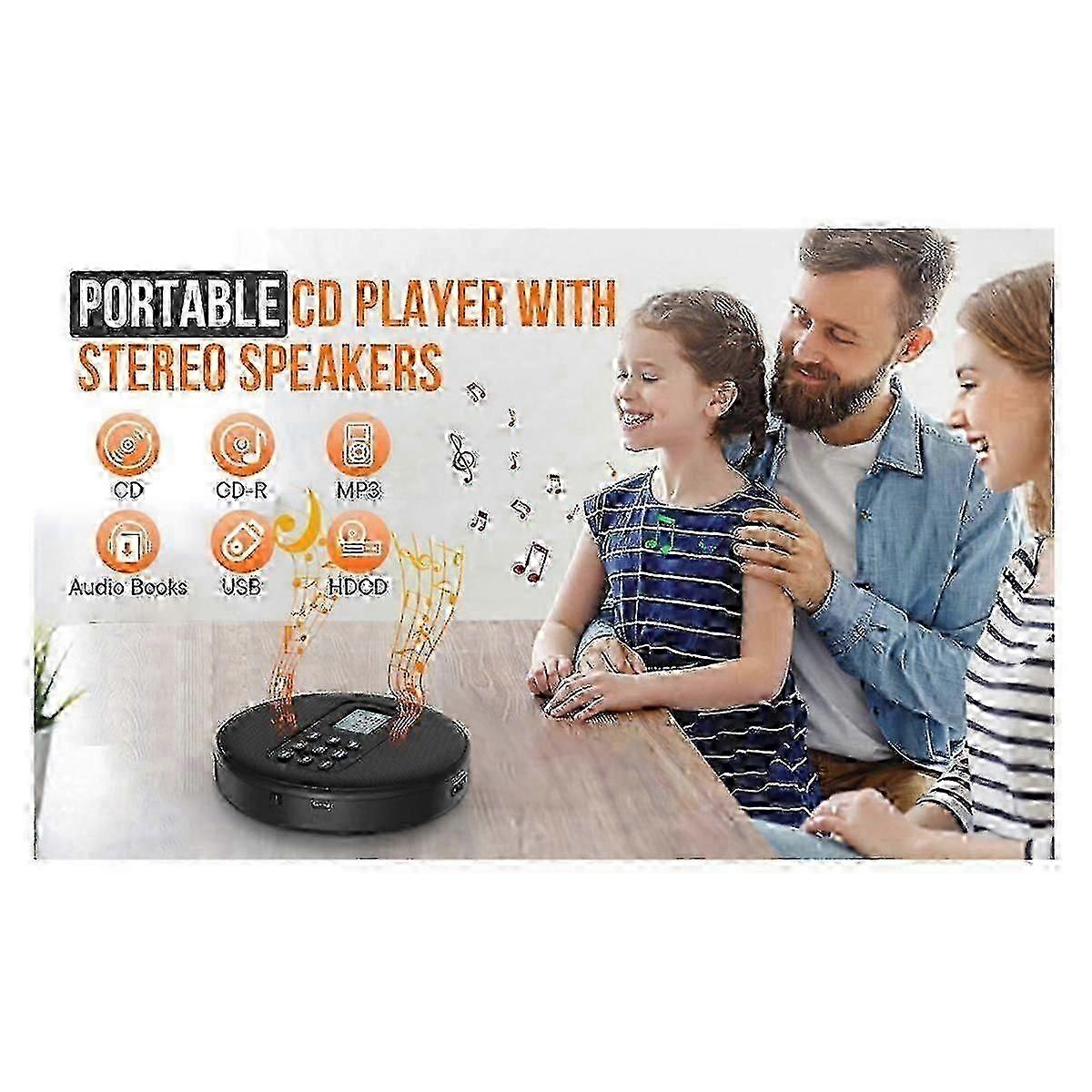 Portable CD Player with Built-in Speakers and Headphones for Music Listening