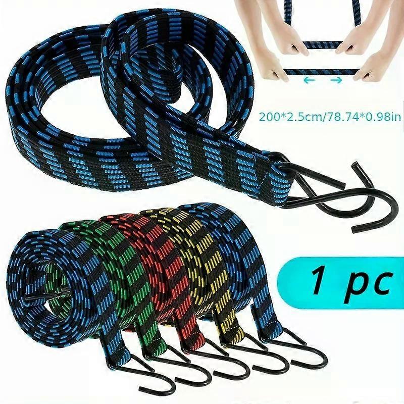 1pc 2M Bicycles Motorcycle Bungee Cords Elastic Bungees Cords with Hooks Anti-slip Flat Elasticity Rope