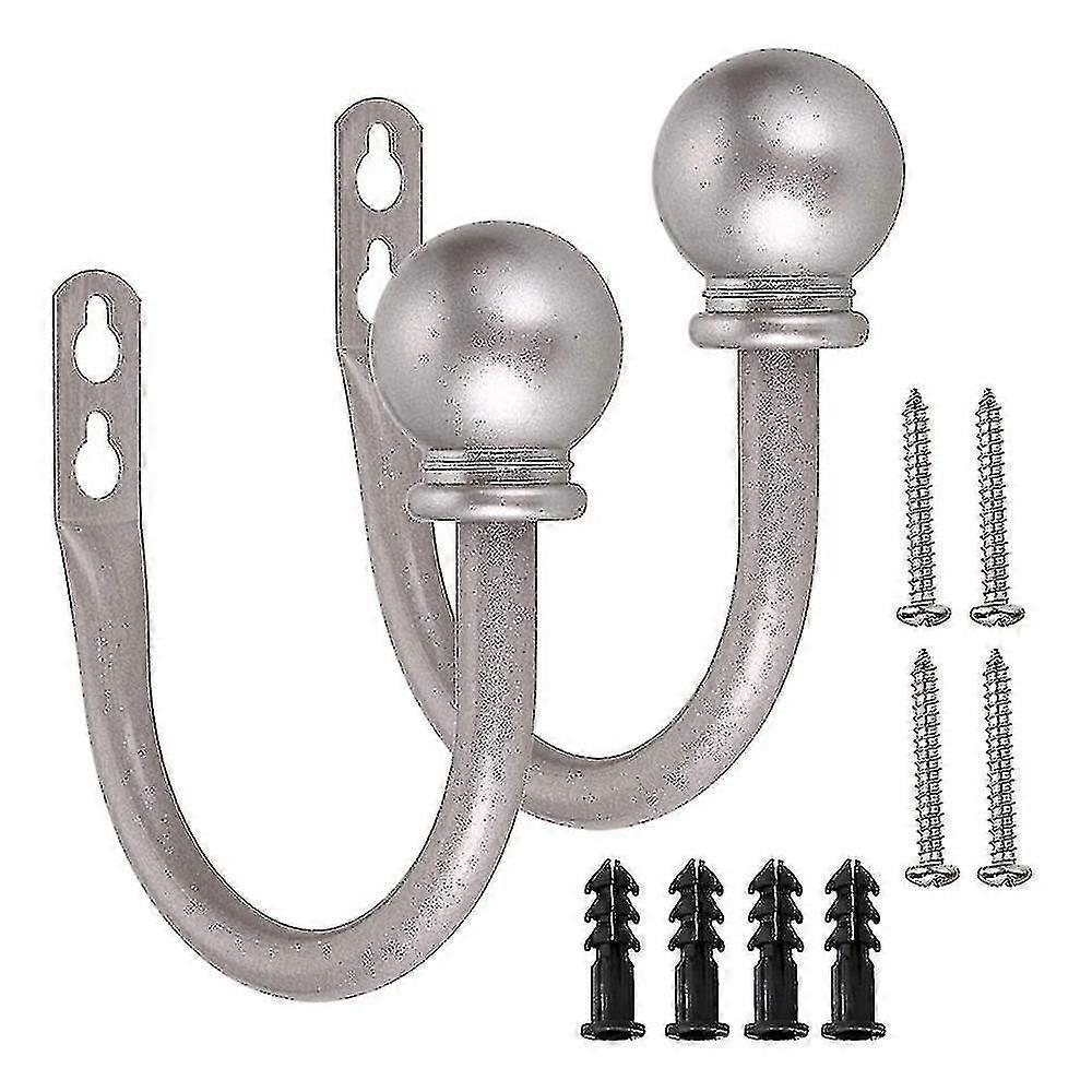 Round Finials Curtain Holdbacks, Decorative Wall Mounted Ball Finials Hooks for Drape