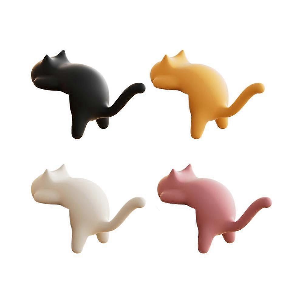 4-Piece Adhesive Cat Bag Hooks No Drill Wall Mount for Purses Hats and Keys