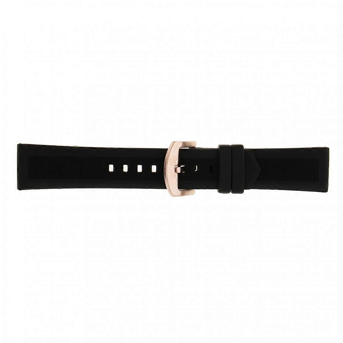 Replacement Black Silicone Rubber Strap Gold Watch Strap 22mm
