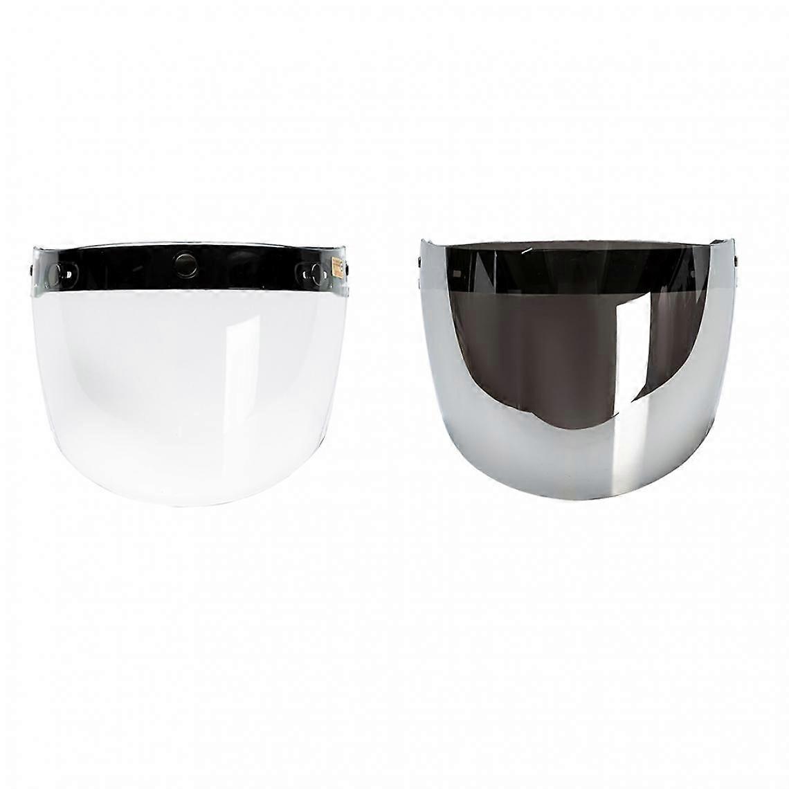 2 Pieces Flip Up Shield Visor Lens for 3 Snap Motorcycle Open Face Retro Helmet