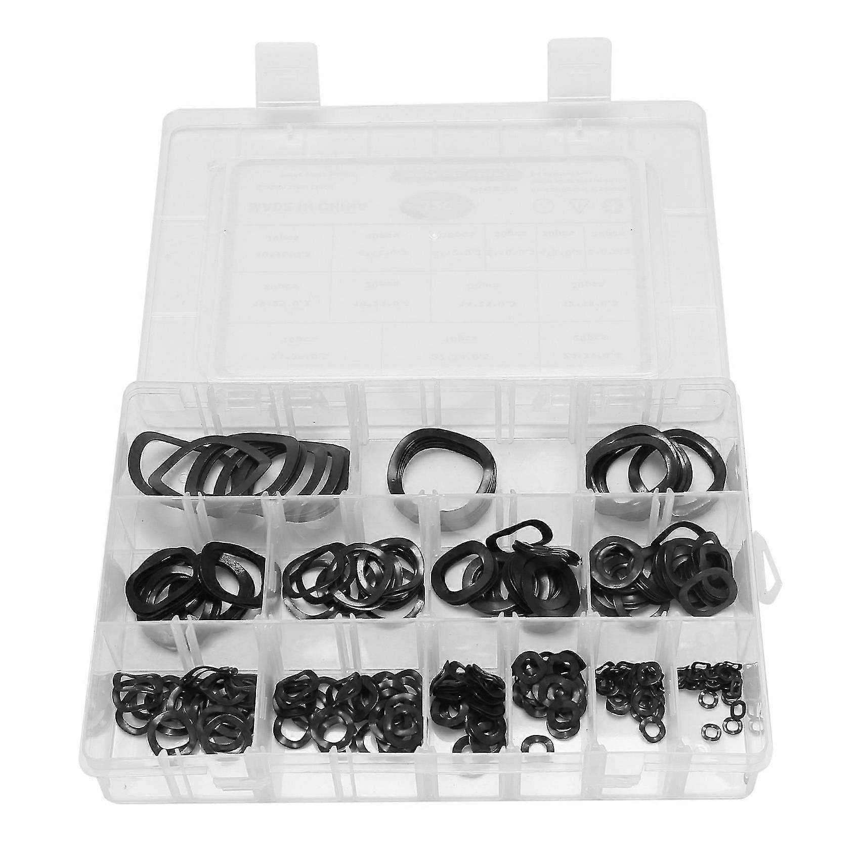 320pcs Carbon Steel Compression Type Wavy Wave Crinkle Spring Three Wave Washers Kit d’assortiment (emmêlage)