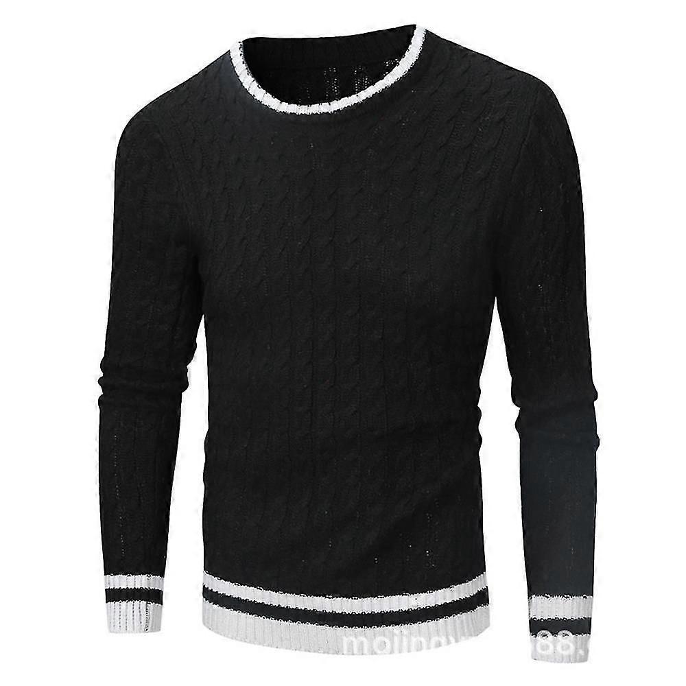 Herren-Streifenpullover, lässiges Langarm-Strickoberteil @BUGU