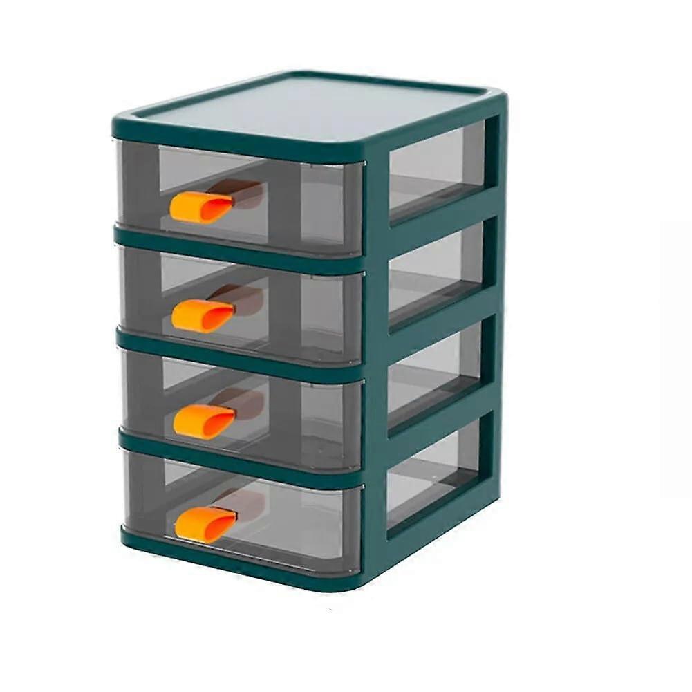 3/4/5 Tier Plastic Storage Small Clear Drawers Tower Unit Desktop Organiser Green 4Tier Drawer Make Up Organiser