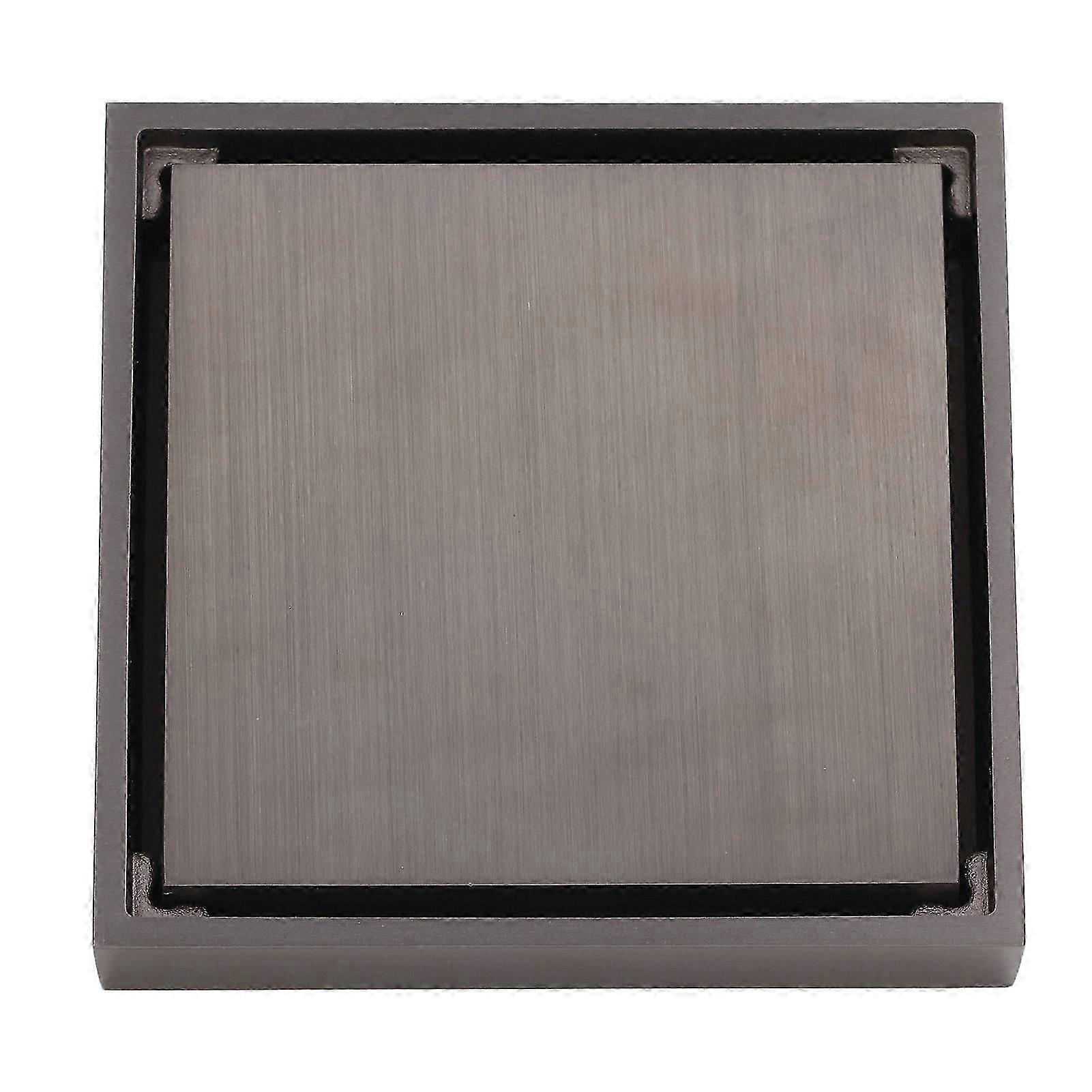 Square Floor Drain, Solid Brass Shower Drain with Gravity Spring Design Anti-Odor Anti-Clog Strainer for Widespread Application in Gunmetal Grey